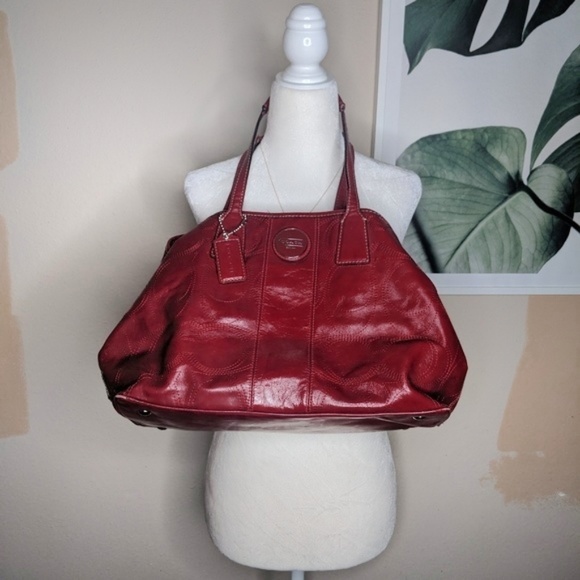 Coach Handbags - Coach Red Patent Leather Carryall Bag F15658